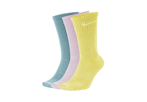 3-Pack Everyday Plus Lightweight Socks Dri-Fit Teal/Light Pink/Yellow