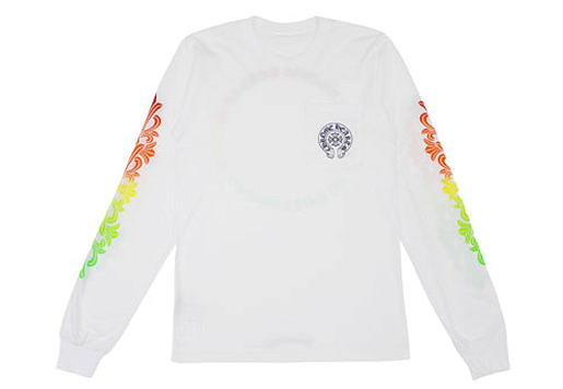 Chrome Hearts Floral Sleeve Gradient L/S T-shirt White