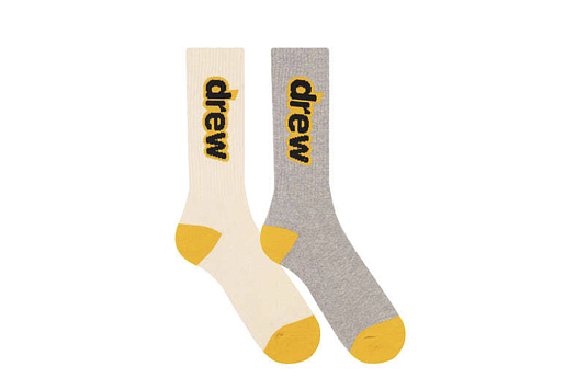 Drew House Socks Heather Grey/Off white (2 pack).