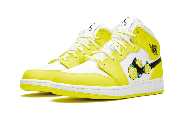 Nike Air Jordan 1 Mid Dynamic Yellow Floral (GS)