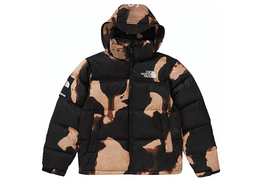 КУРТКА Supreme The North Face Bleached Denim Print Nuptse Jacket Black (FW21)
