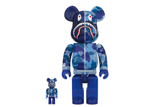 Bearbrick x BAPE ABC Camo Shark Clear Blue 100% & 400% 