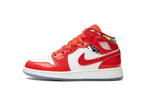Nike Air Jordan 1 Mid Barcelona Sweater Red Patent (GS)