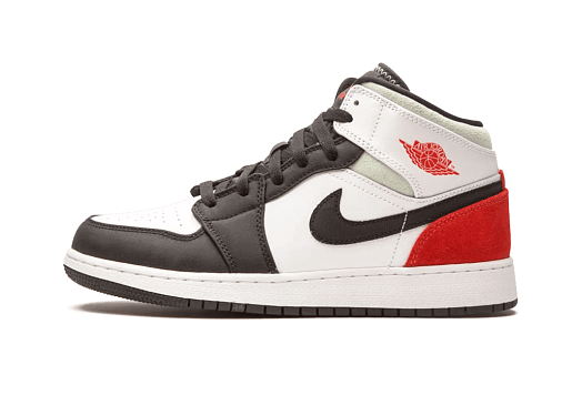 Nike Air Jordan 1 Mid SE White Black Red Spruce (GS)