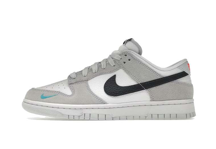 Nike Dunk Low White Grey Navy Aqua Mini Swoosh