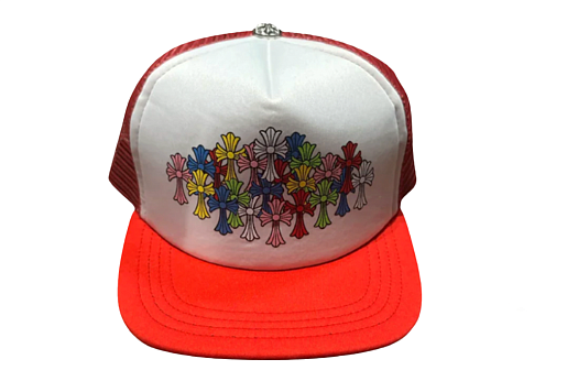 Chrome Hearts Multicolor Cross Trucker Hat Red/White