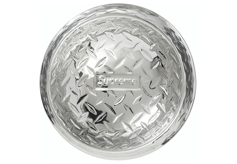 Supreme Diamond Plate Dog Bowl Silver (SS23)