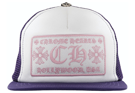 Chrome Hearts CH Hollywood Trucker Hat Purple/White/Pink