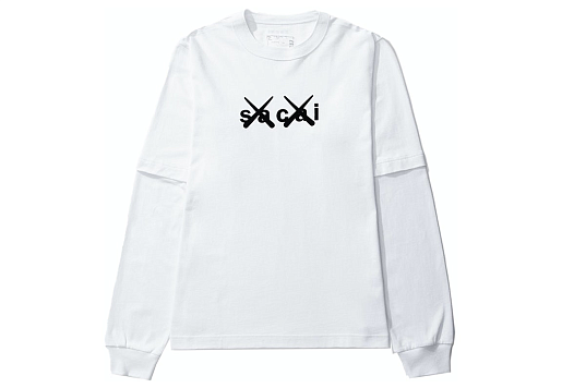 KAWS x Sacai Flock Print Long Sleeve T-shirt White