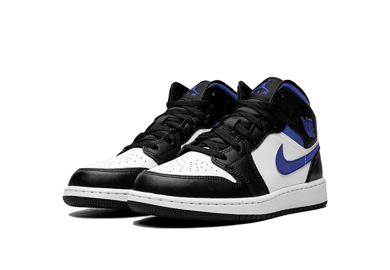Nike Air Jordan 1 Mid White Black Racer Blue (GS)
