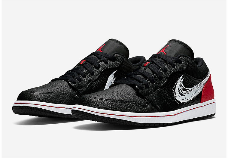Nike Air Jordan 1 Low Brushstroke Swoosh Black