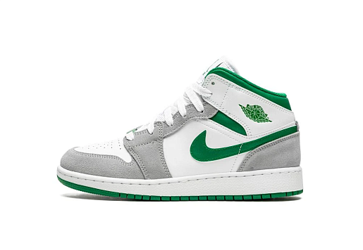 Nike Air Jordan 1 Mid SE White Pine Green Smoke Grey Kids