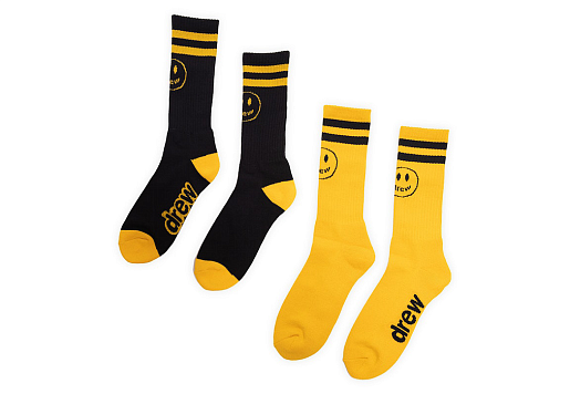 Drew House Socks Black/Golden Yellow (2 pack)