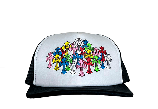 Chrome Hearts Multi Color Crosses Trucker Hat Black/White