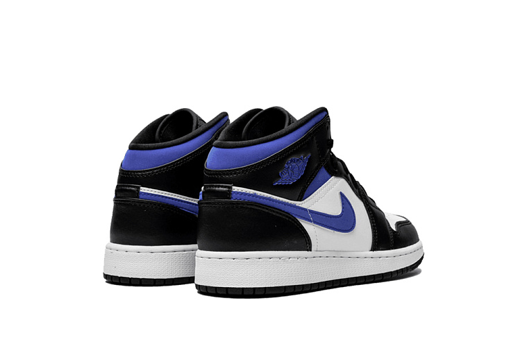 Nike Air Jordan 1 Mid White Black Racer Blue (GS)