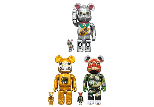 Bearbrick x BAPE Lion Dance, Daruma and Maneki Neko 100% & 400% 6-Pc Set Multi