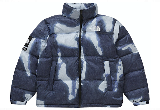 КУРТКА Supreme The North Face Bleached Denim Print Nuptse Jacket Indigo (FW21)