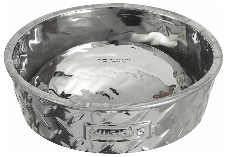 Supreme Diamond Plate Dog Bowl Silver (SS23)