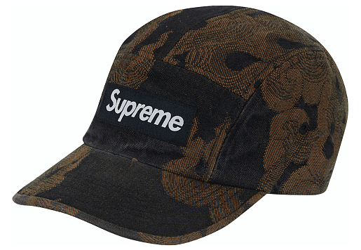 Supreme Flames Jacquard Denim Camp Cap Washed Black (SS23)