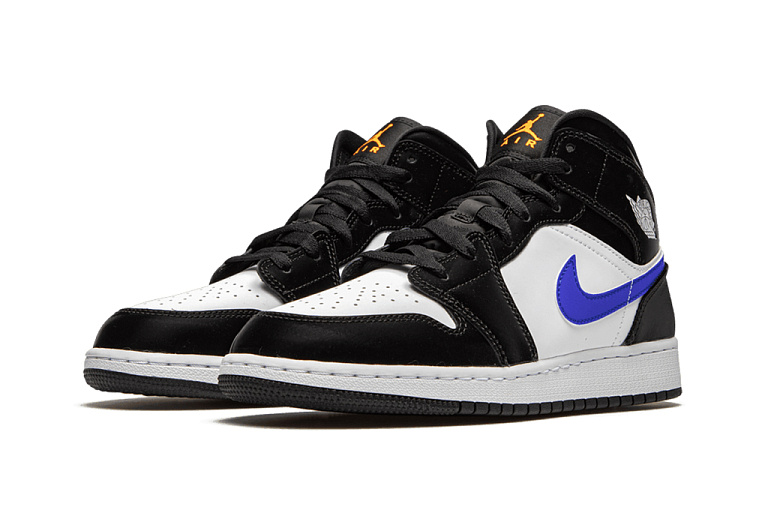 Nike Air Jordan 1 Mid Black Racer Blue White (GS)