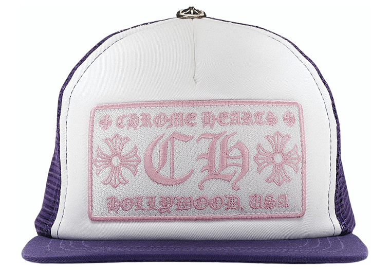 Chrome Hearts CH Hollywood Trucker Hat Purple/White/Pink