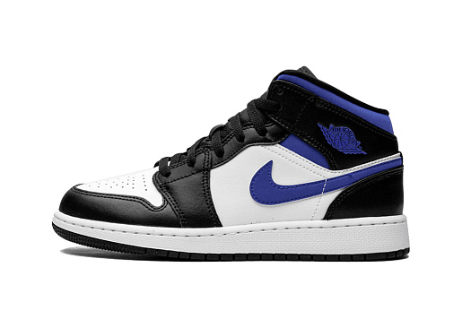Nike Air Jordan 1 Mid White Black Racer Blue (GS)