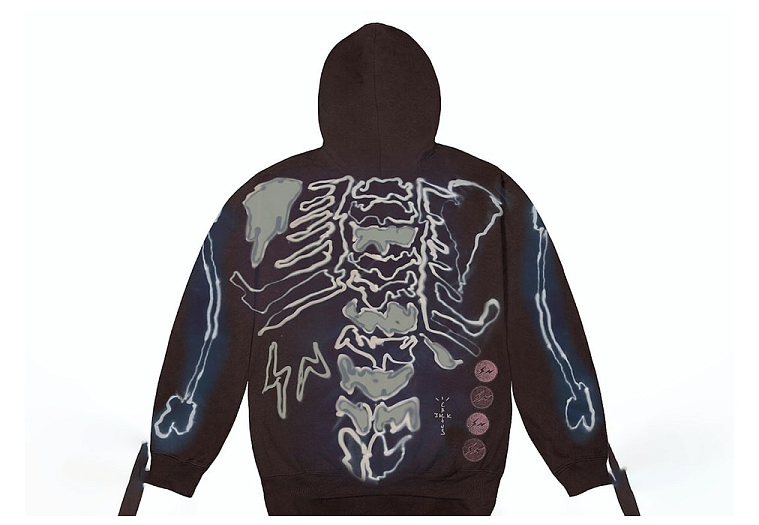Travis Scott Cactus Jack For Fragment Skeleton Graffiti Full Zip Hoodie Multi