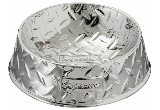 Supreme Diamond Plate Dog Bowl Silver (SS23)