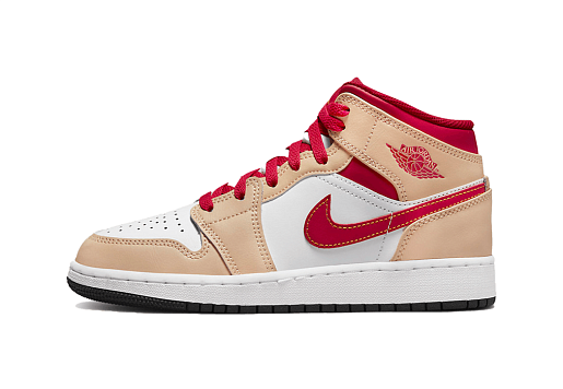 Nike Air Jordan 1 Mid Light Curry Cardinal (GS)