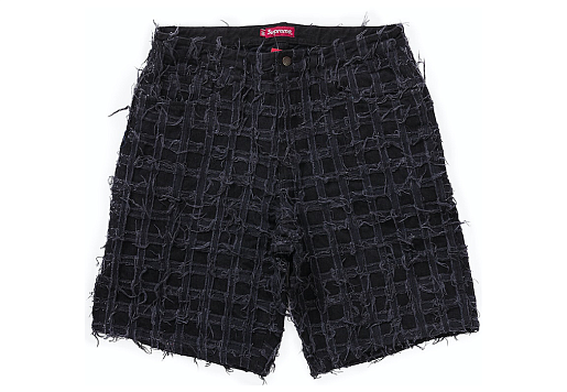 Supreme Frayed Patchwork Baggy Denim Short Washed Black (SS23)