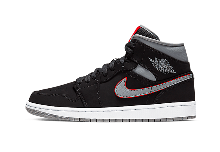 Nike Air Jordan 1 Mid Black Particle Grey Gym Red