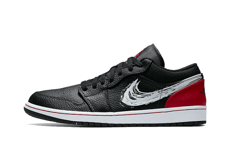 Nike Air Jordan 1 Low Brushstroke Swoosh Black