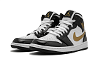 Nike Air Jordan 1 Mid Patent Black White Gold