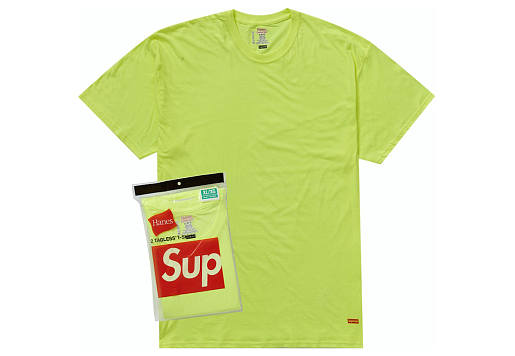 Supreme Hanes Tagless Tees (2 Pack) Flourescent Yellow