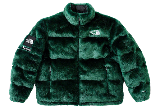 КУРТКА Supreme The North Face Faux Fur Nuptse Jacket Green