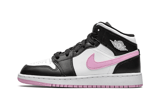 Nike Air Jordan 1 Mid White Black Light Arctic Pink Kids